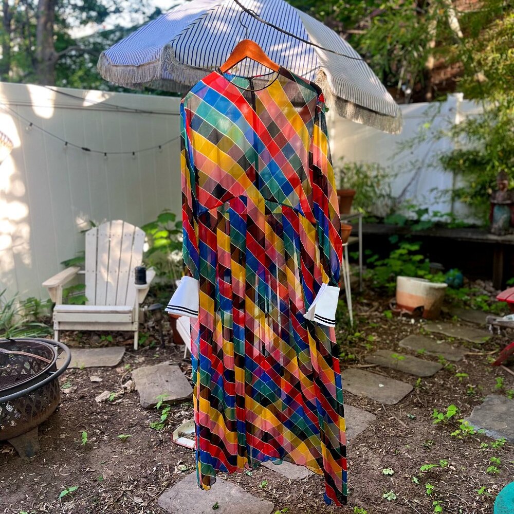 Philosophy di Lorenzo Serafini silk gown, multicolor stripes, size US 8